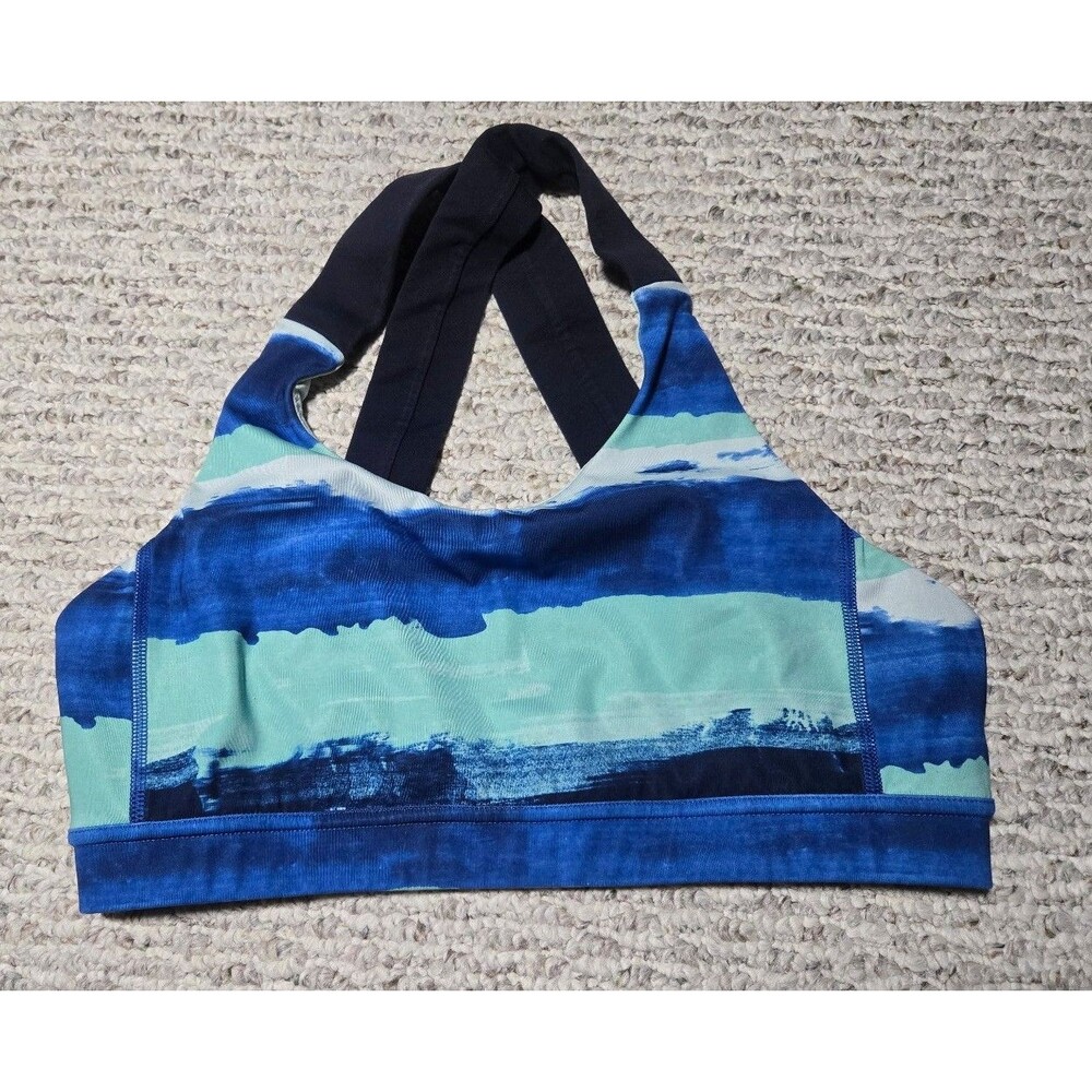 Lululemon All Sport Bra Adjustable Size 10 Blue Green
